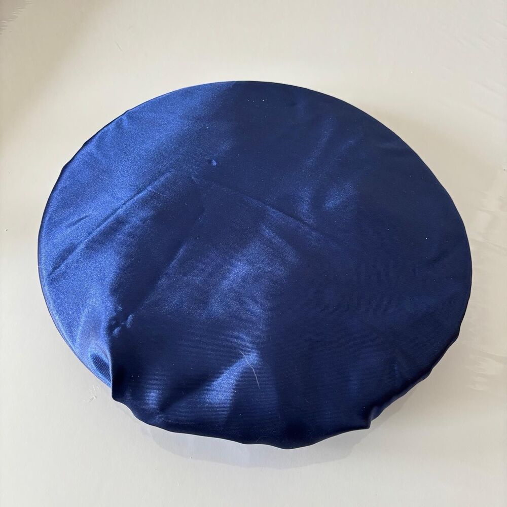 Reversible Satin Sleep Bonnet Hat – Navy & Yellow – Extra Large, Elastic Fit - Picture 6 of 16